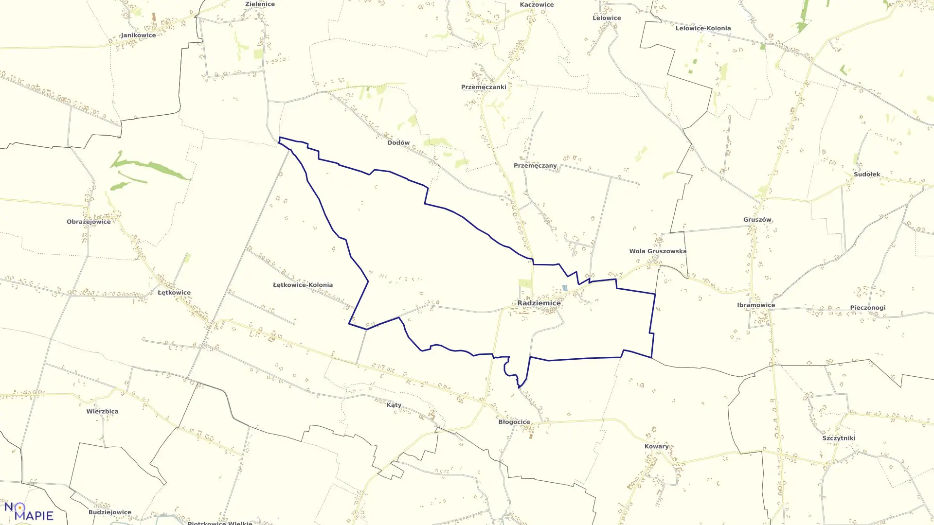 Mapa obrębu Radziemice w gminie Radziemice